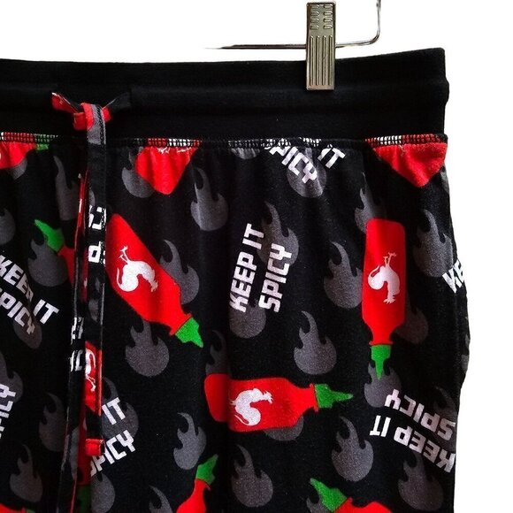 Sriracha Hot Sauce Pajama Pants Keep It Spicy Graphic Pants Drawstring, Large - Picture 5 of 10